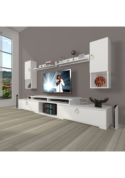 Decoraktiv Flex 5da130 Mdf Gold Tv Ünitesi Tv Sehpası Beyaz