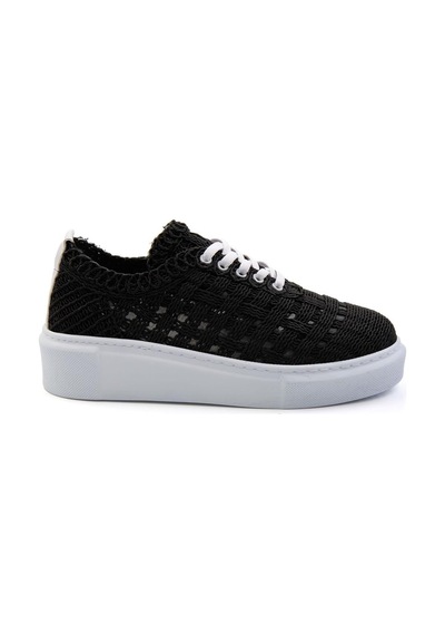 Bambi Siyah Hakiki Deri Kadın Sneaker K01303018616 Siyah