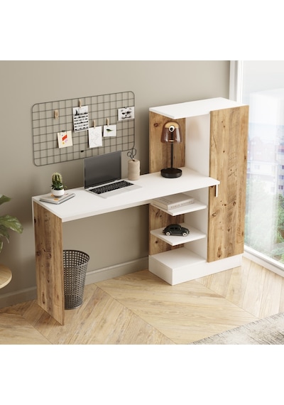 Robinhome Robin Home Arthur Kitaplıklı Çalışma Masası Çam Beyaz (520440006) Beyaz