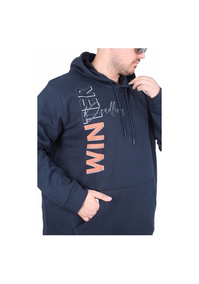 Moc Grande Mocgrande Büyük Beden Kapüşonlu Sweat Double Face Winter 25700 Lacıvert Lacivert