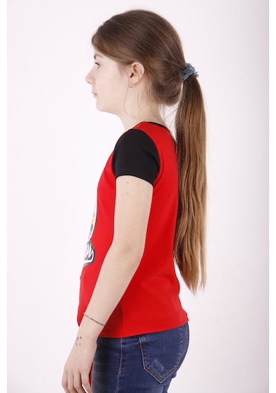 Toontoy Kids Toontoy Kız Çocuk Superior Baskılı Tişört Kırmızı