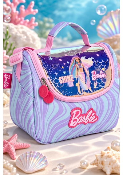 Barbie Deniz Kızı Termal Beslenme Çantası Kız Çocuk Okul Yemek Çantası Günlük 22x20x12 Cm Çok Renkli