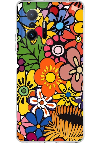 Xiaomi Mi 11t Pro İle Uyumlu 1mm Slim Fit Retro Colors 2 Baskılı Şeffaf Kılıf Şeffaf