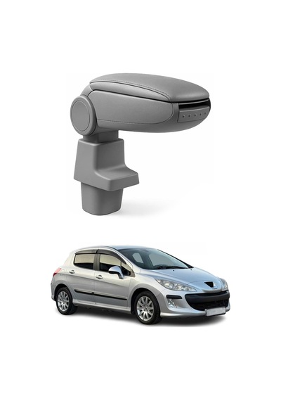 Peugeot 308 2007-2013 Uyumlu Kolçak Kol Dayama Gri Suni Deri Araca Özel