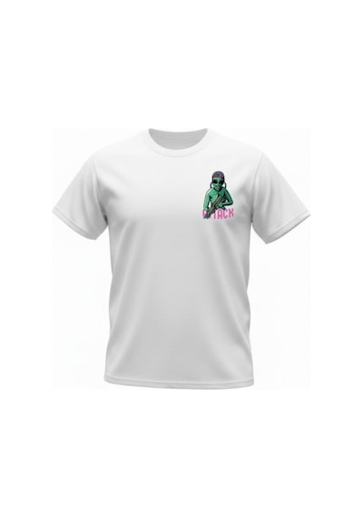 Urbantrendstore Unisex Uzaylı Saldırı Attack Oversize Fit Rahat Geniş Salaş T-shirt Günlük Tişört Beyaz