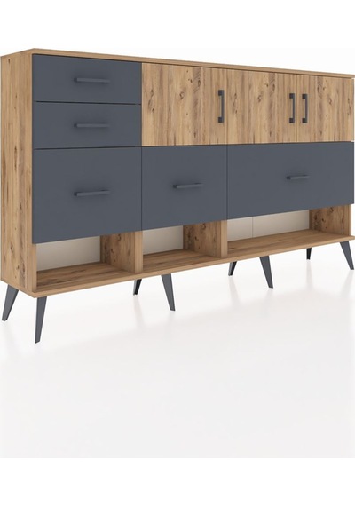 Arges Konsol 3 Raflı 5 Çekmeceli 3 Kapaklı 176x30x99 Çam-çam/antrasit Atlas Çam/antrasıt - Atlas Çam Arges Konsol 3 Raflı 5 Çekmeceli 3 Kapaklı 176x30x99 Çam-çam/antrasit Atlas Çam/antrasıt - Atlas Çam