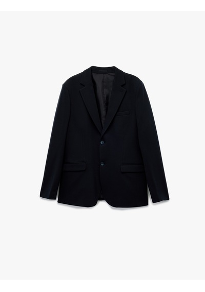 Koton Pike Kumaş Uzun Kollu Kapaklı Cep Detaylı Düğmeli Slim Fit Mono Yaka Blazer Ceket Lacivert 6wam50007hk Lacivert