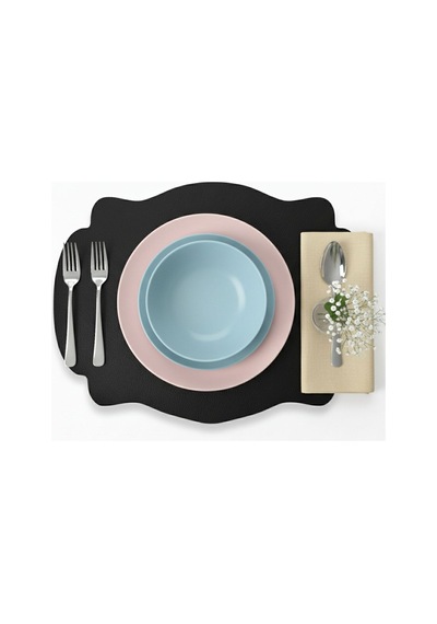 2 Adet Çift Yüz Kenar Dikişli Vizon Deri Amerikan Servis As00120-33x44 Cm Supla Siyah