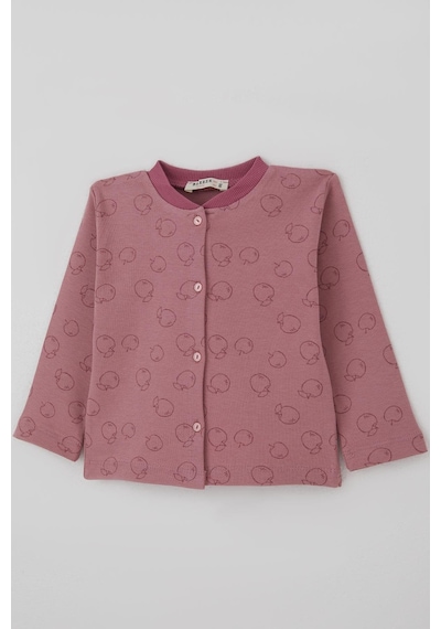 Breeze Kız Bebek Pijama Takımı Önden Düğmeli Elma Desenli 4 Ay-1 Yaş, Gülkurusu Gülkurusu