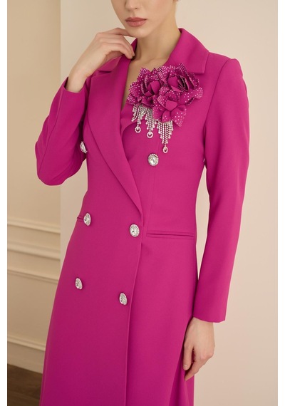 Senna Rose Stone Dress Fuşya Fuşya