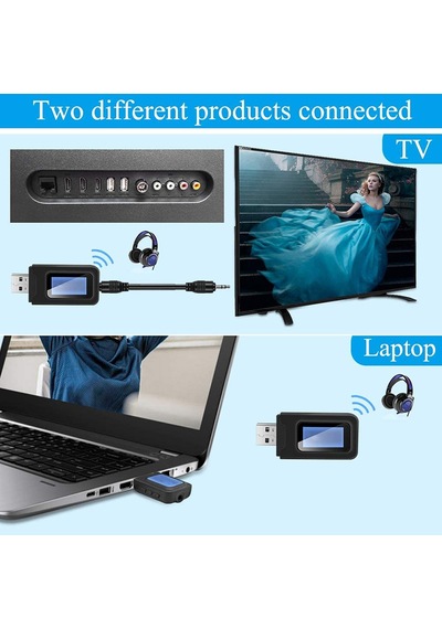 "lcd Ekranlı 2'si 1 Arada Bluetooth 5.0 Ses Verici Ve Alıcı-tv, Pc, Araba Stereo Ve Hoparlörler İçin Kablosuz Adaptör"