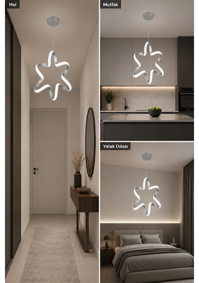 AvizeGO Yalven Led Sarkıt Avize Beyaz Işık Gri
