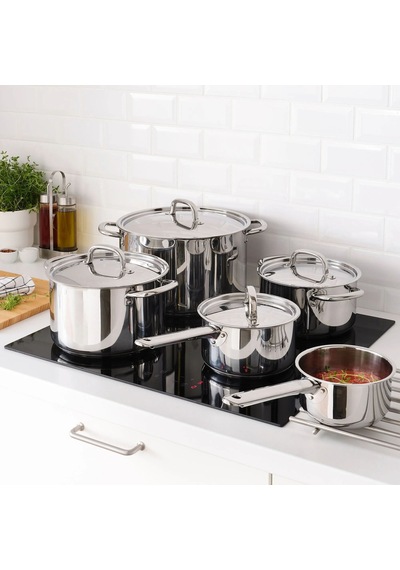 Ikea 365+ Paslanmaz Çelik Tencere Seti 1-2-3-5-10 L Krom 9 Parça