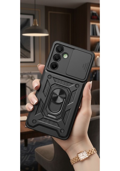 Samsung Galaxy A16 Kılıf Magnetik Standlı Sürgülü Kamera Korumalı Tpu Tank Kapak