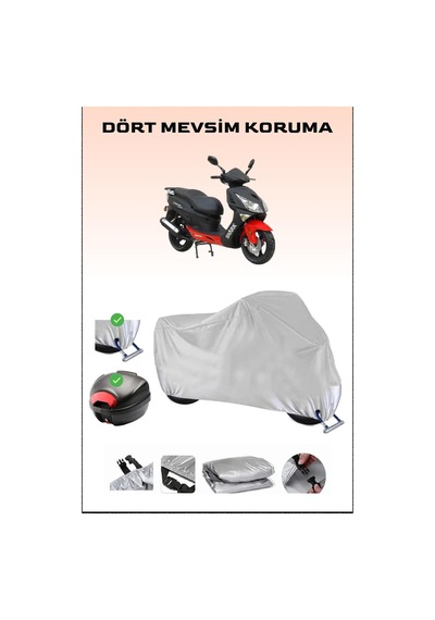 Asya Shark 150 İçin Arka Çanta Ve Kilit Uyumlu Gri Motosiklet Branda, Güvenli