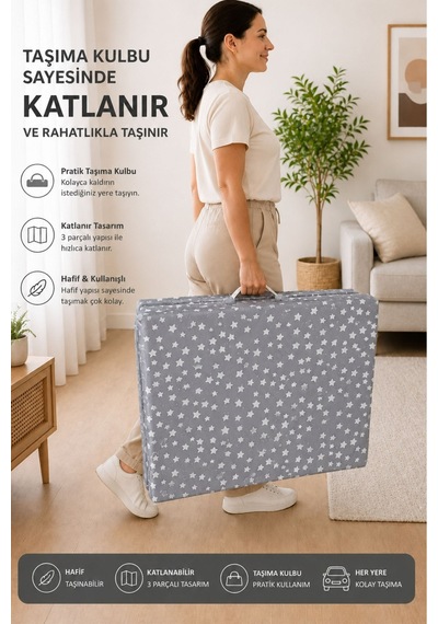 Flexisleep Süngerli Katlanır Yatak, Yer Yatağı, Misafir Yatağı, Kamp Yatağı, Sünger Yatak 180x70 Cm