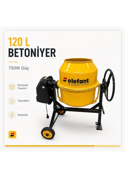 120 L Betoniyer Harç Karma Makinası Karıştırıcı