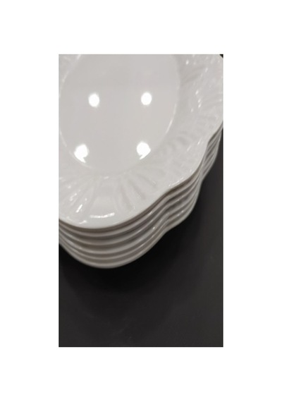 6 Adet 21x14 Cm Melamin Kırılmaz Kayık Salata Tabağı Servis Tabağı Yemek Meze Tabağı Beyaz
