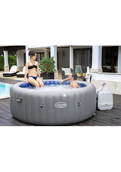 Lay-z-spa 6001t Santorini Smart Hydrojet Pro Enerji Tasarruflu Şişme Spa Havuzu, Mobil Uygulama Kontrollü, 5-7 Kişilik Gri
