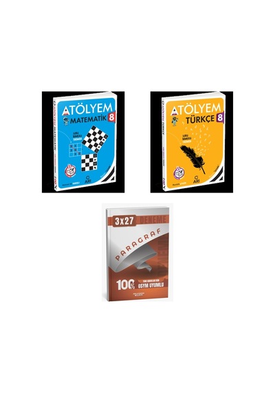 2027 Arı 8. Sınıf Atölyem Matematik Matemito + Türkçe Türkçemino Soru + Anla Kazan Paragraf Deneme 3'lü Set