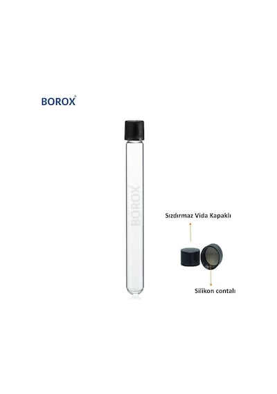 Borox Vida Kapaklı Deney Tüpü 16 x 160 MM