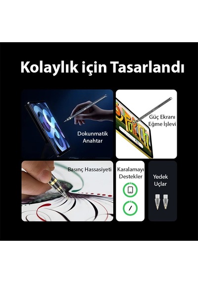 Dux Ducis Sp-04 Manyetik Şarjlı Stylus Pen Apple Uyumlu iPad Tablet Dokunmatik Kalem Transparent- 5775 Renkli