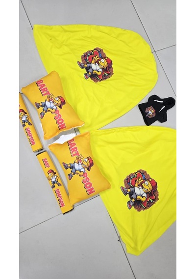 Sarı Simpson Süper Set Dörtlü Servis Kılıfı + İkili Yastık Ve Kemer Kılıfı +vites Poları 64132430