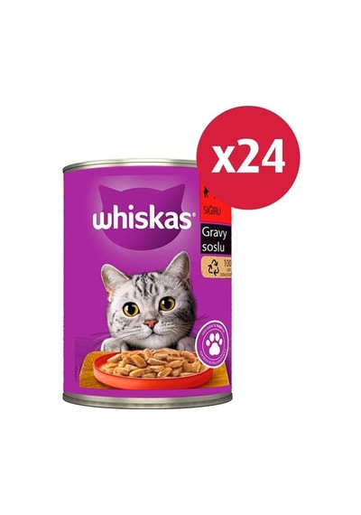 Whiskas Sığırlı Gravy Soslu Yetişkin Kedi Konservesi 24 x 400 G