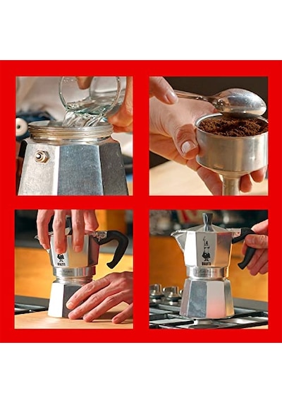 Moka Express: 2 Cups Ocak Üstü Espresso Pişirici - 90ml - Gümüş Renk - Alüminyum Gövde - Patentli Güvenlik Valf