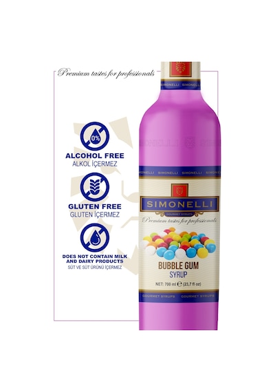 Simoenlli Kahve Şurubu Bubble Gum Aromalı 700 ML + Pompa Simonelli