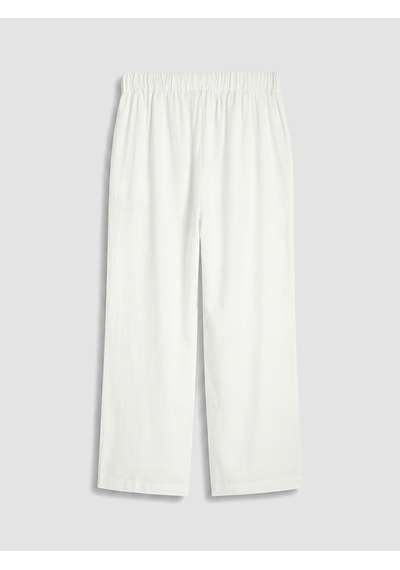 Lcwaıkıkı Classic Beyaz Beli Lastikli Geniş Paça Kadın Pantolon
