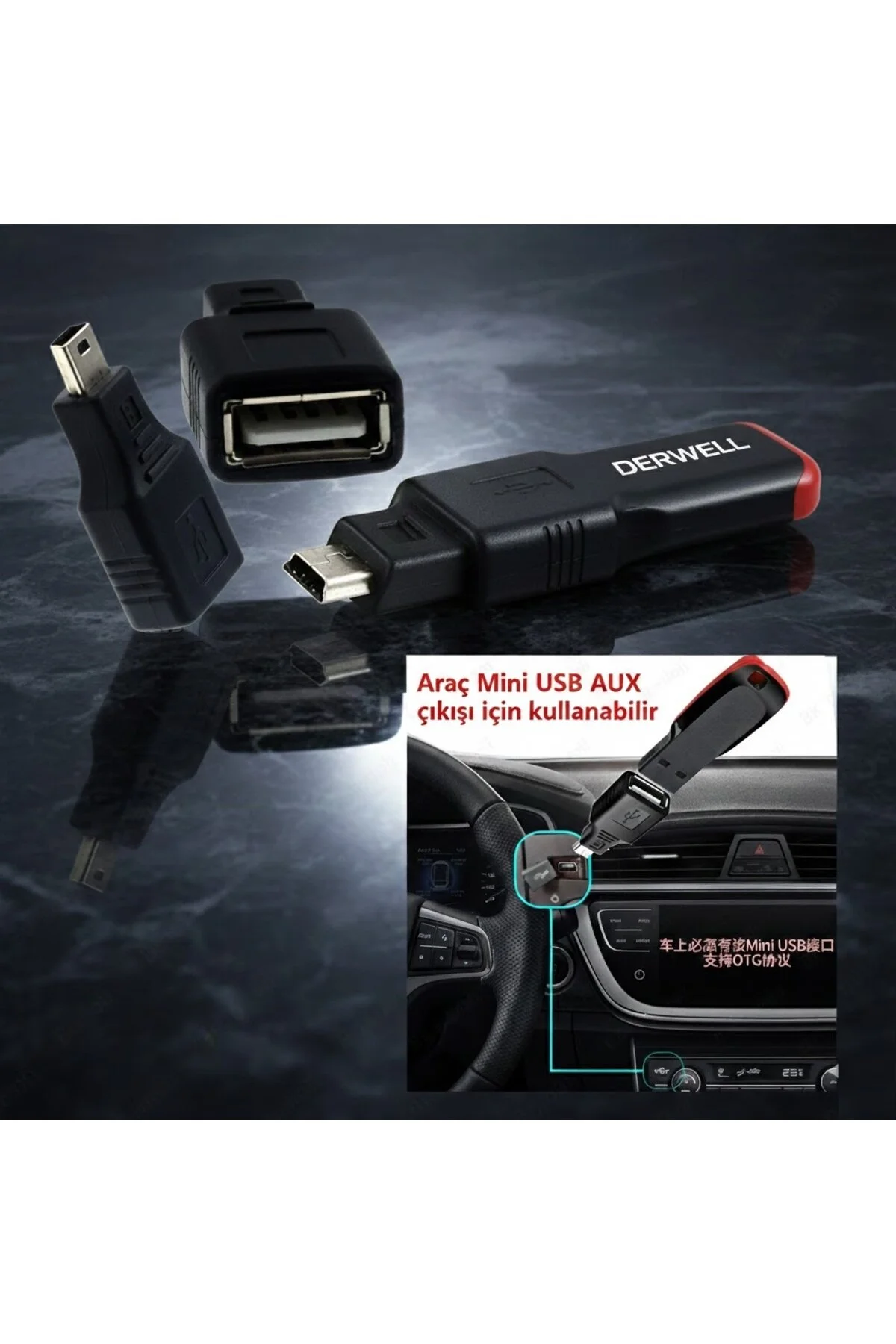 5 Pin Mini Usb Erkek Usb Dişi Aparat Oto Teyp Flash Bellek Mini Usb V3 Otg Dönüştürücü