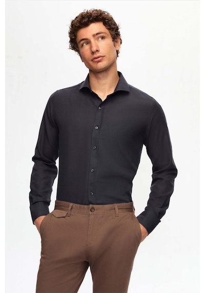 D'S Damat Ds Damat Slim Fit Koyu Mavi İtalyan Yaka Kolay Ütülenebilir 2'li Gömlek 2hf02ortbn86 Okyanus Mavi