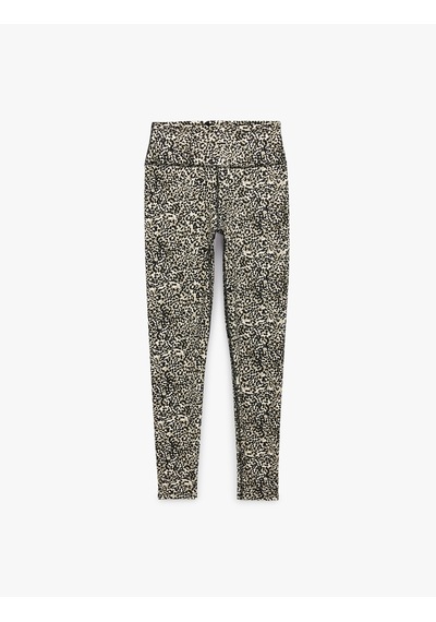 Koton Yüksek Bel Slim Fit Leopar Desenli Spor Tayt Bej Desenli 7wak40262nk Ekru Desenli