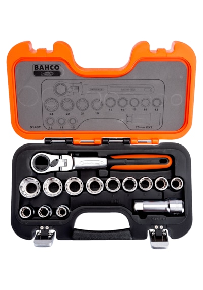 Bahco S140t Mafsallı Lokma Takımı Geçirmeli Tip 14 Parçalı Set