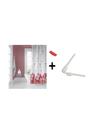 Banyo Perdesi 7017 1x180x200, Perde Borusu Askı Aparatı Köşe Boru Beyaz Hediyeli, Duş Perdesi Seti Çok Renkli
