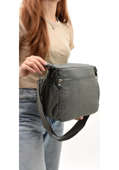 Çapraz Askılı Ultra Hafif Çok Cepli Bayan Omuz Çantası Gri Model: 571-6d - Gri