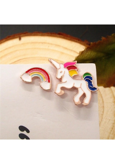 Unicorn Tasarımlı Çocuk Küpe Çok Renkli