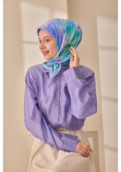 Silk Home Olinda İpek Eşarp 47004-16 Lila, Turkuaz, Yeşil, Mavi