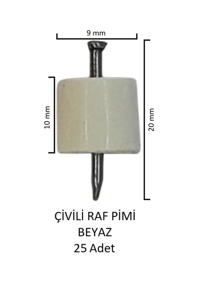 Çivili Raf Pimi Beyaz 25 Adet Beyaz