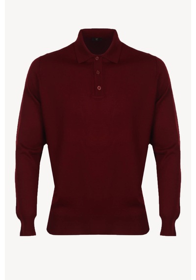 Erkek Bordo Polo Yaka Klasik Triko