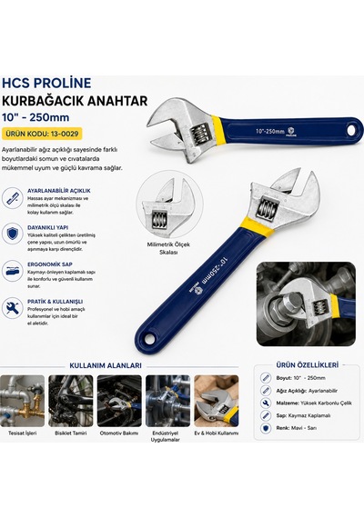 250 Mm 10'' Ayarlı Kurbağacık Anahtar