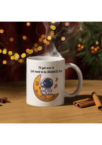 I'll Get Over It Astronot Baskılı Kupa Bardak Komik Yazılı Hediyelik Çay Kahve Kupası Coffee Mug Beyaz - Çok Renkli