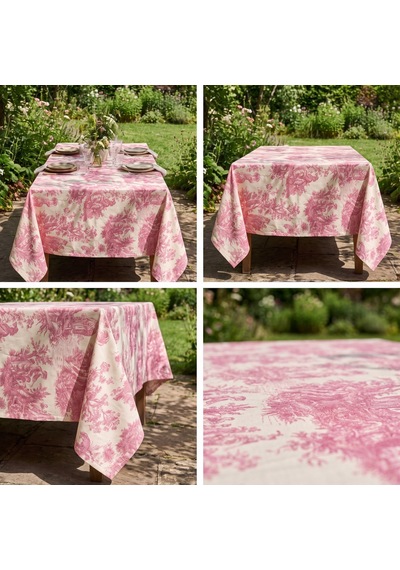 Sophia Pink Keten Masa Örtüsü-7533 Çok Rekli