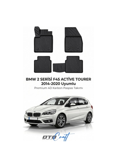 Otocraft Bmw 2 Serisi F45 Active Tourer 2014-2020 Araca Özel 4d Karbon Oto Paspas Havuzlu Tam Set