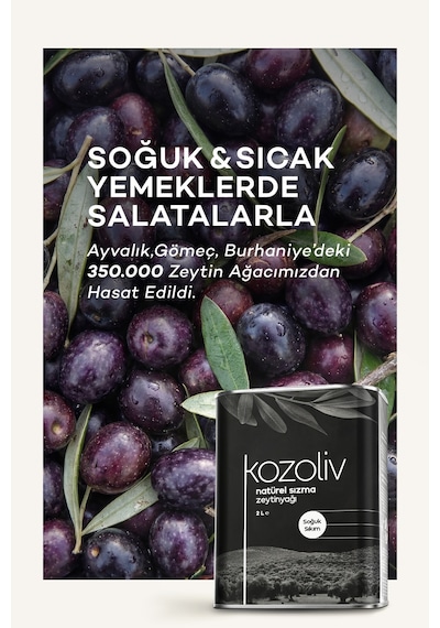 Kozoliv Soğuk Sıkım Naturel Sızma Zeytinyağı Teneke 2 L