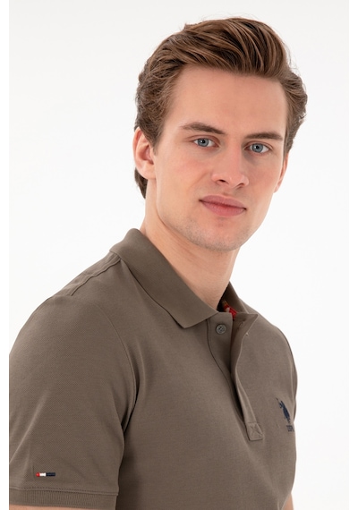 U.S. Polo Assn. Erkek Slim Fit Polo Yaka Vizon Basic Tişört 50298041-VR052