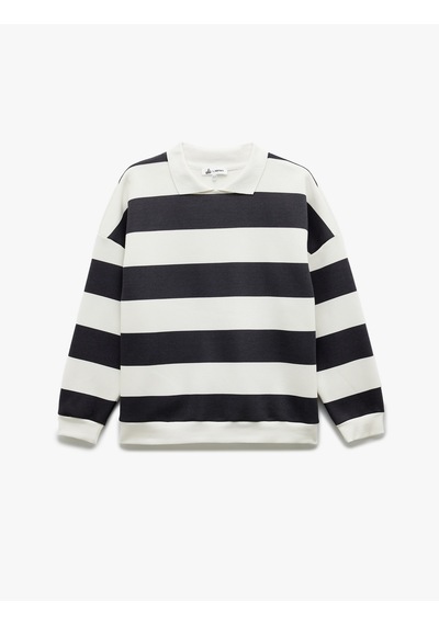Koton Çizgili Oversize Şardonlu Polo Yaka Sweatshirt Antrasit Çizgili 6wal10247ık Antrasit Çizgili Koton Çizgili Oversize Şardonlu Polo Yaka Sweatshirt Antrasit Çizgili 6wal10247ık Antrasit Çizgili