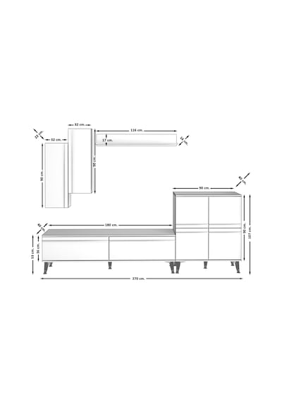 Decoraktiv Eko 6 Mdf Std Silver Tv Ünitesi Tv Sehpası Pera - Siyah