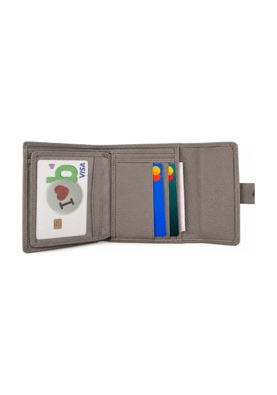 Alphaclub Bag Kadın Hakiki Deri Gri Renk Çıtçıtlı Kartlık Ve Cüzdan